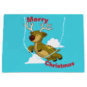 Vrolijk Kerstfeest - Feliz Navidad Vliegend Rendie Large Cadeautasje (Voorkant)