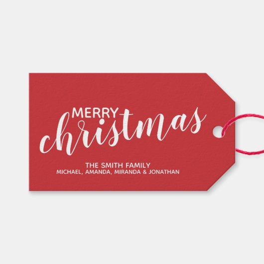 'Vrolijk kerstfeest' Festive Red Cadeaulabel (Voorkant (Horizontaal))