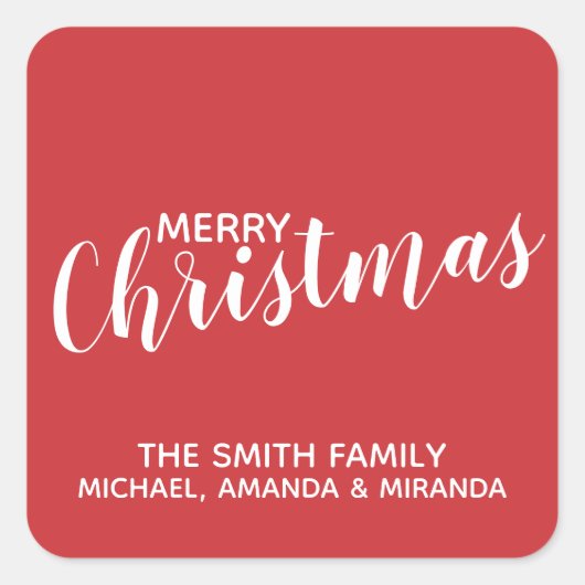 'Vrolijk kerstfeest' Festive Red Vierkante Sticker (Voorkant)