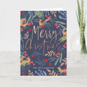 Vrolijk kerstfeest | Festive Waterverf Foliage & F Feestdagen Kaart (Voorkant)