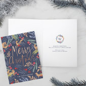 Vrolijk kerstfeest | Festive Waterverf Foliage & F Feestdagen Kaart