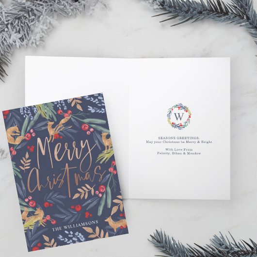 Vrolijk kerstfeest | Festive Waterverf Foliage & F Feestdagen Kaart