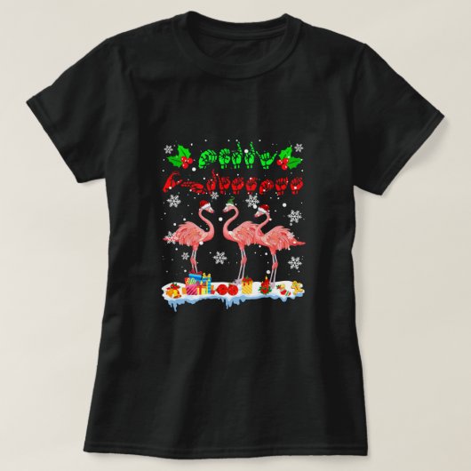 Vrolijk kerstfeest Flamingo ASL Sign Langua T-shirt (Design voorkant)