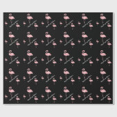 Vrolijk kerstfeest Flamingo Black Roze Buffalo Pse Cadeaupapier (Vlak)