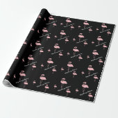 Vrolijk kerstfeest Flamingo Black Roze Buffalo Pse Cadeaupapier (Uitgerold)