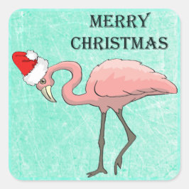 Vrolijk Kerstfeest Flamingo in Santa Hat Stickers