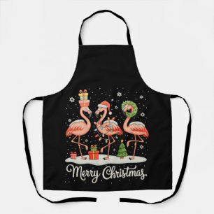 Vrolijk kerstfeest Flamingo Kerstlichten Santa Mut Schort