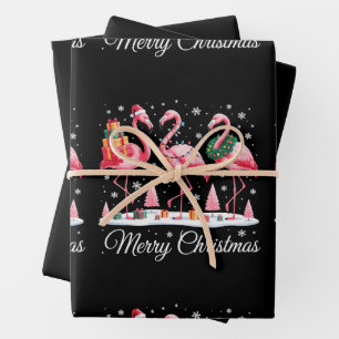 Vrolijk kerstfeest Flamingo Licht Kerstman Hoed Ke Inpakpapier Vel