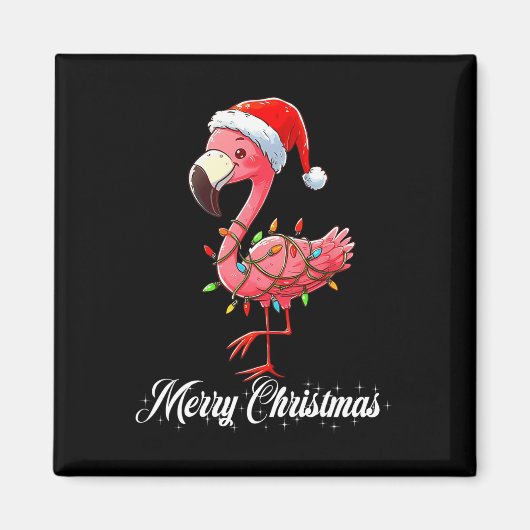 Vrolijk Kerstfeest Flamingo Santa Fa La La Mingo C Magneet (Voorkant)
