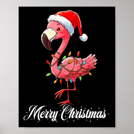 Vrolijk Kerstfeest Flamingo Santa Fa La La Mingo C Poster (Voorkant)