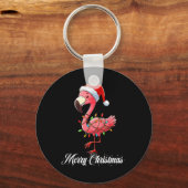 Vrolijk Kerstfeest Flamingo Santa Fa La La Mingo C Sleutelhanger (Voorkant)