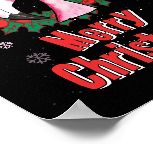 Vrolijk kerstfeest Flamingo Santa Hat Zonnebrillen Poster (Hoek)