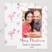 Vrolijk Kerstfeest Flamingo Vakantie Fotokaart Feestdagenkaart (Voorkant / Achterkant)