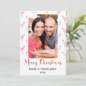 Vrolijk Kerstfeest Flamingo Vakantie Fotokaart Feestdagenkaart (Staand voorkant)