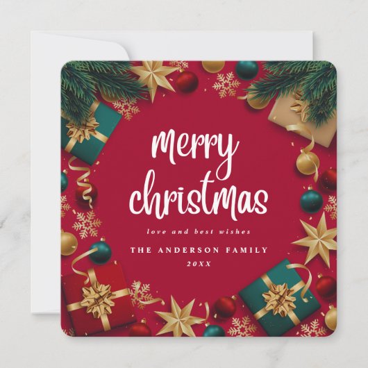 Vrolijk kerstfeest Flat Holiday Kaart (Voorkant)