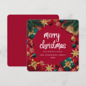 Vrolijk kerstfeest Flat Holiday Kaart (Voorkant / Achterkant)