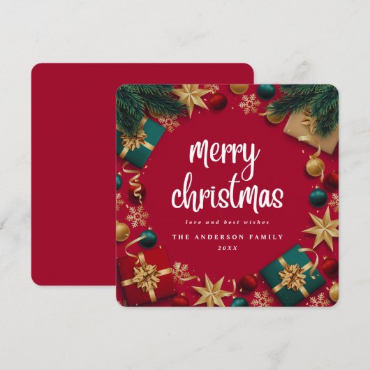 Vrolijk kerstfeest Flat Holiday Kaart (Voorkant / Achterkant)