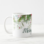 Vrolijk kerstfeest Floral met rood groen Koffiemok (Links)