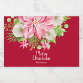 Vrolijk kerstfeest Floral Poinsettia Holiday Mini Likeurfles Etiket (Enkel label)