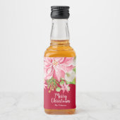 Vrolijk kerstfeest Floral Poinsettia Holiday Mini Likeurfles Etiket (Voorkant)