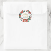 Vrolijk kerstfeest Floral Poinsettia Wreath Ronde Sticker (Tas)