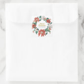 Vrolijk kerstfeest Floral Poinsettia Wreath Vierkante Sticker (Tas)