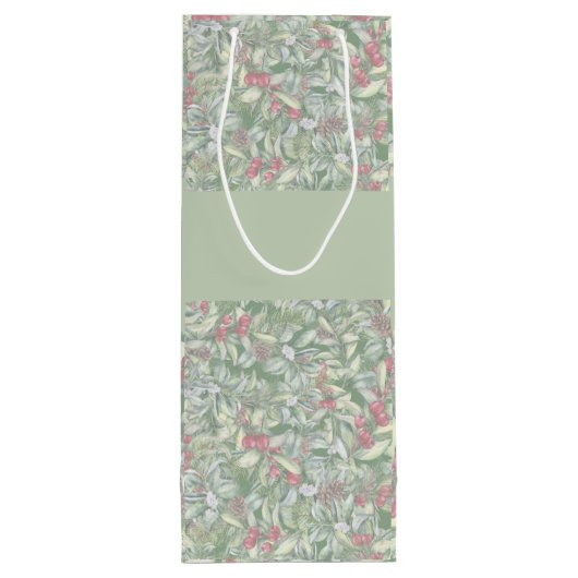 Vrolijk kerstfeest Floral Waterverf Wijn Cadeautas (Achterkant)