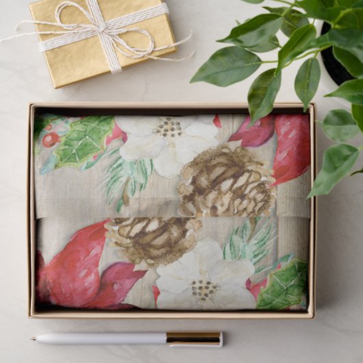 Vrolijk kerstfeest Floral Wreatscript Typografie Tissuepapier (Geschenk)