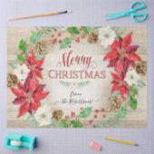 Vrolijk kerstfeest Floral Wreatscript Typografie Tissuepapier (Craft)