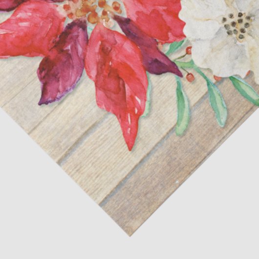 Vrolijk kerstfeest Floral Wreatscript Typografie Tissuepapier (Detail)