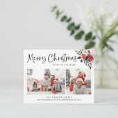 Vrolijk kerstfeest | Florale adreswijziging Foto Feestdagenkaart (Staand voorkant)