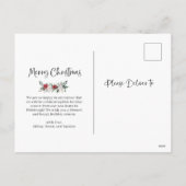 Vrolijk kerstfeest | Florale adreswijziging Foto Feestdagenkaart (Achterkant)