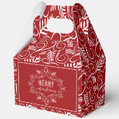 Vrolijk Kerstfeest Foliage Rode Vintage Deco Bedankdoosjes (Voorkant)