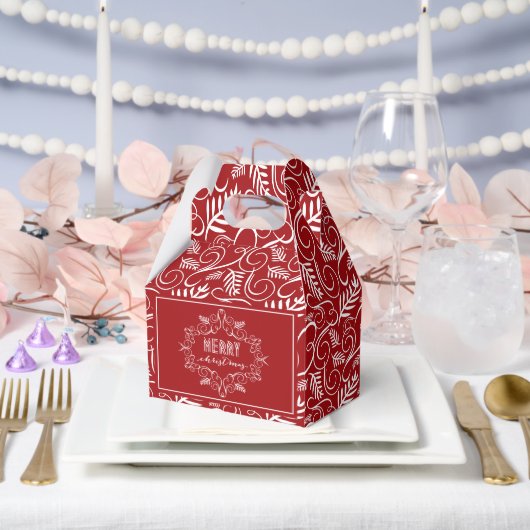 Vrolijk Kerstfeest Foliage Rode Vintage Deco Bedankdoosjes (Huwelijk)