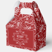 Vrolijk Kerstfeest Foliage Rode Vintage Deco Bedankdoosjes (Achterkant)