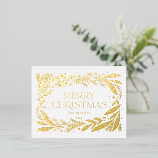 Vrolijk kerstfeest folie feestdagen briefkaart (Staand Voorkant)