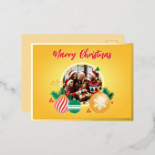 Vrolijk kerstfeest folie feestdagen briefkaart (Voorkant / Achterkant)