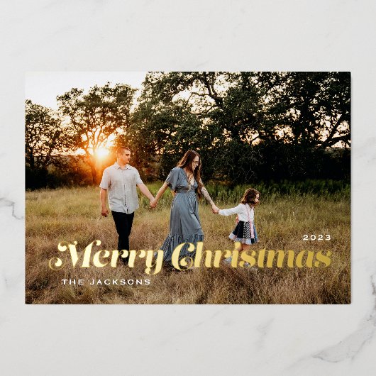 Vrolijk kerstfeest folie feestdagenkaart (Voorkant)