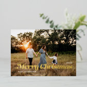 Vrolijk kerstfeest folie feestdagenkaart (Staand Voorkant)