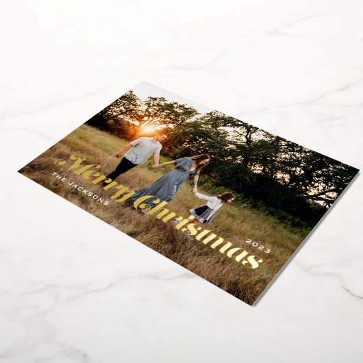 Vrolijk kerstfeest folie feestdagenkaart (Gedraaid)