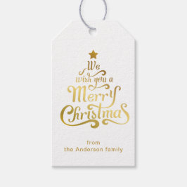 Vrolijk Kerstfeest folie leuk gepersonaliseerde va Cadeaulabel