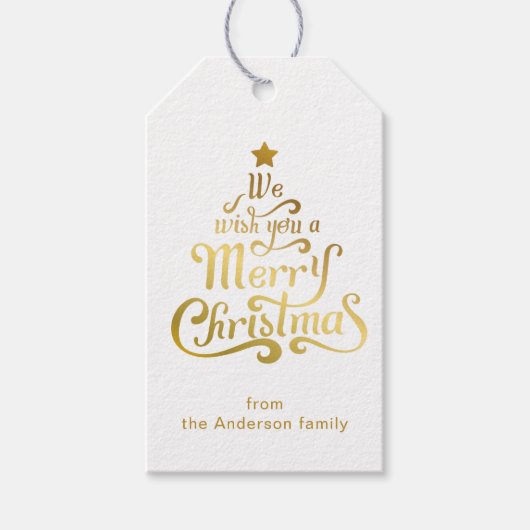 Vrolijk Kerstfeest folie leuk gepersonaliseerde va Cadeaulabel (Voorkant)