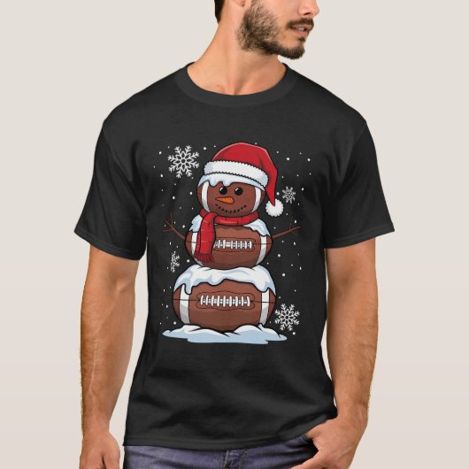 Vrolijk Kerstfeest Football Sneeuwman Vakantie Spo T-shirt (Voorkant)