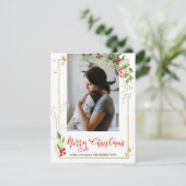 vrolijk kerstfeest | Foto Berry Holly Lijst script Feestdagenkaart (Staand voorkant)