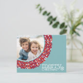 Vrolijk kerstfeest - Foto - Berry Wreath Feestdagenkaart (Staand voorkant)