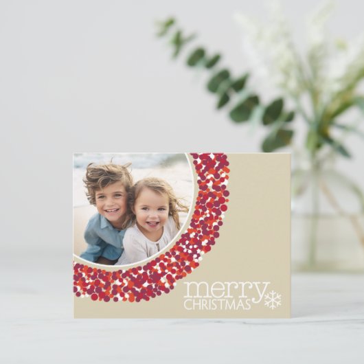 Vrolijk kerstfeest - Foto - Berry wreath Feestdagenkaart (Staand voorkant)