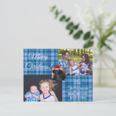 Vrolijk kerstfeest Foto Blauw Briefkaart (Staand voorkant)