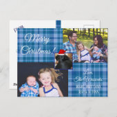 Vrolijk kerstfeest Foto Blauw Briefkaart (Voorkant / Achterkant)