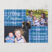 Vrolijk kerstfeest Foto Blauw Briefkaart (Voorkant)