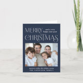 Vrolijk Kerstfeest Foto Blauw Feestdagen Kaart (Voorkant)